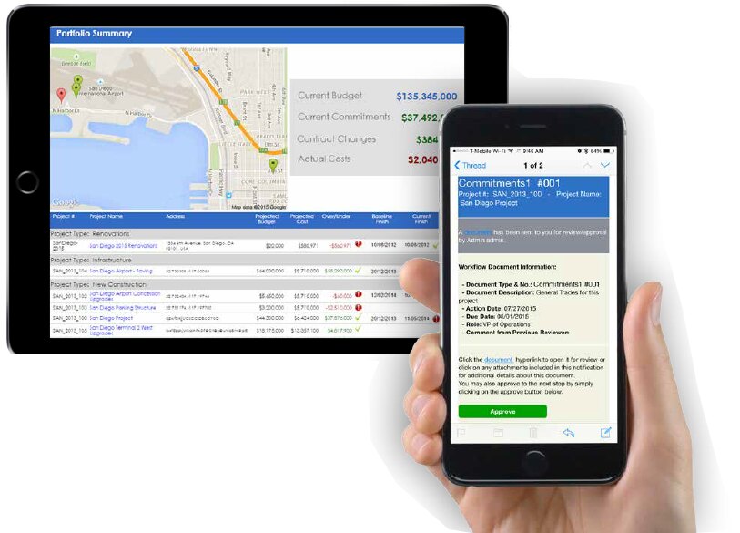 PMWEB Mobile approval action on a phone or tablet